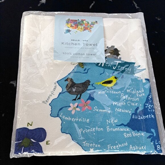 Hello: USA Kitchen Tea Towel - 100% Cotton Kitchen Dish Towel - Picture 1 of 6